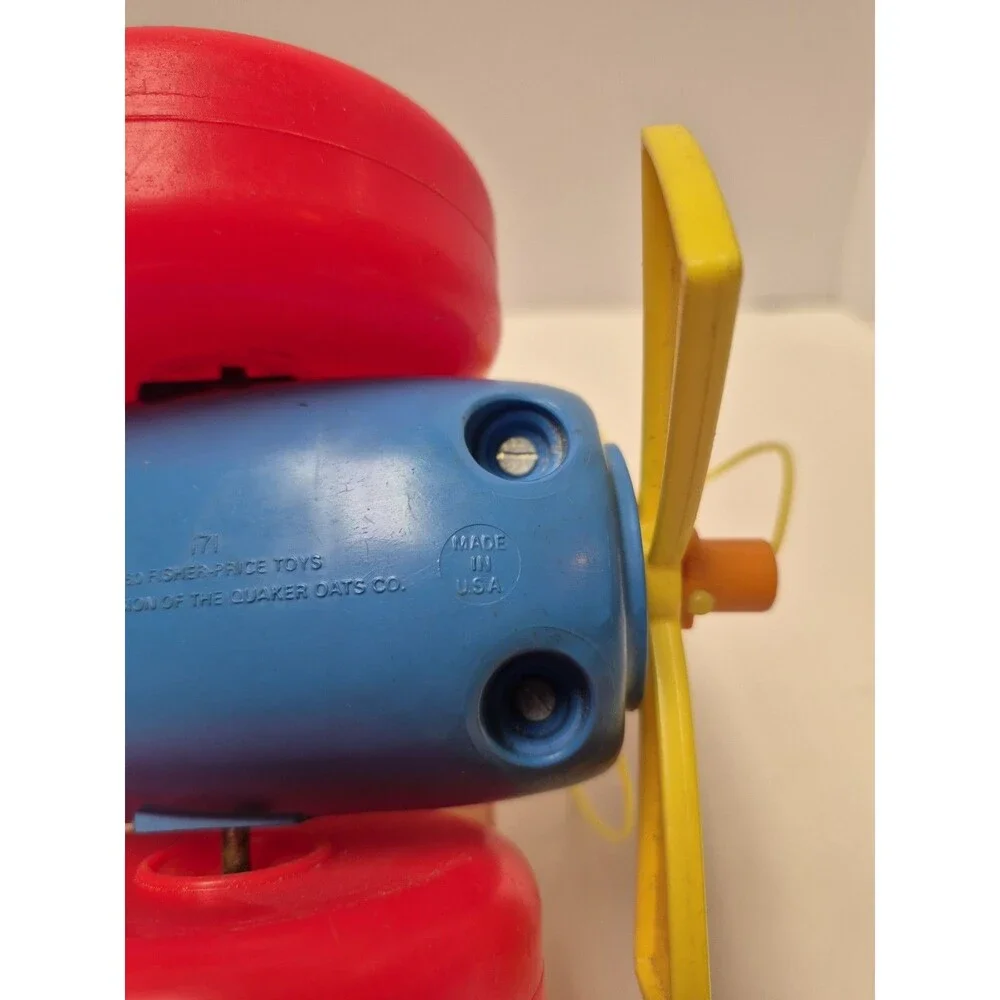 Vintage Fisher Price Airplane pull along Toy 1980 rotating propellor